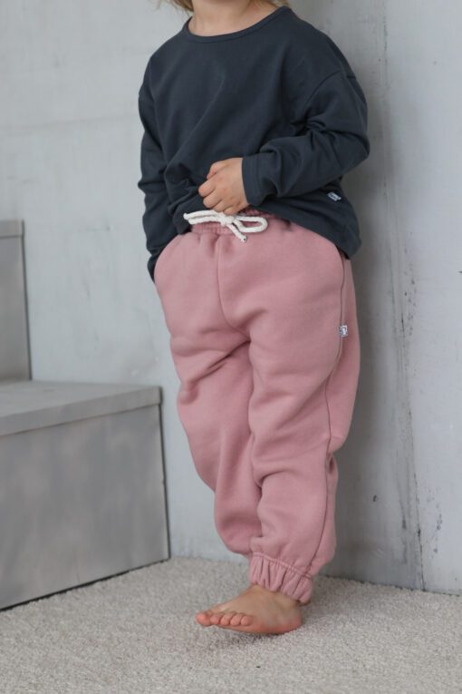 Vaikiškos kelnės su pūkeliu DUSTY PINK