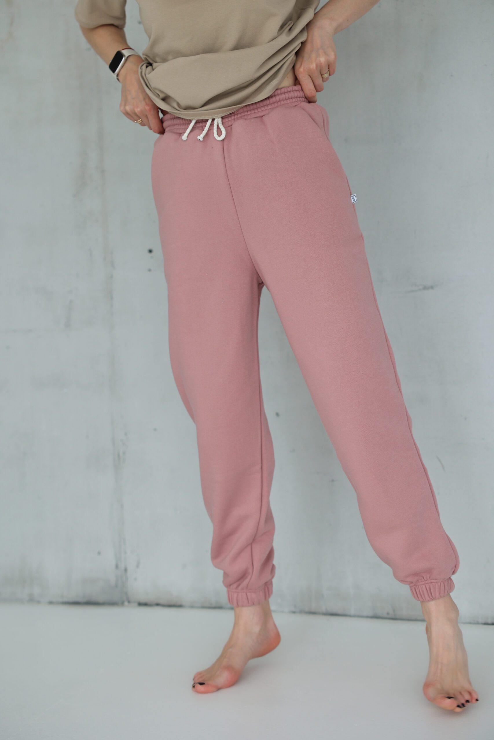 Kelnės su pūkeliu DUSTY PINK