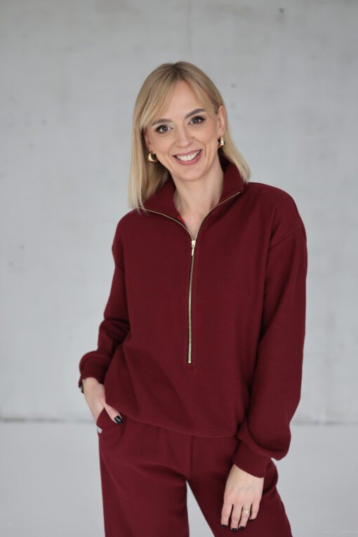 PEACH EFFECT. Moteriškas BORDO džemperis POLO