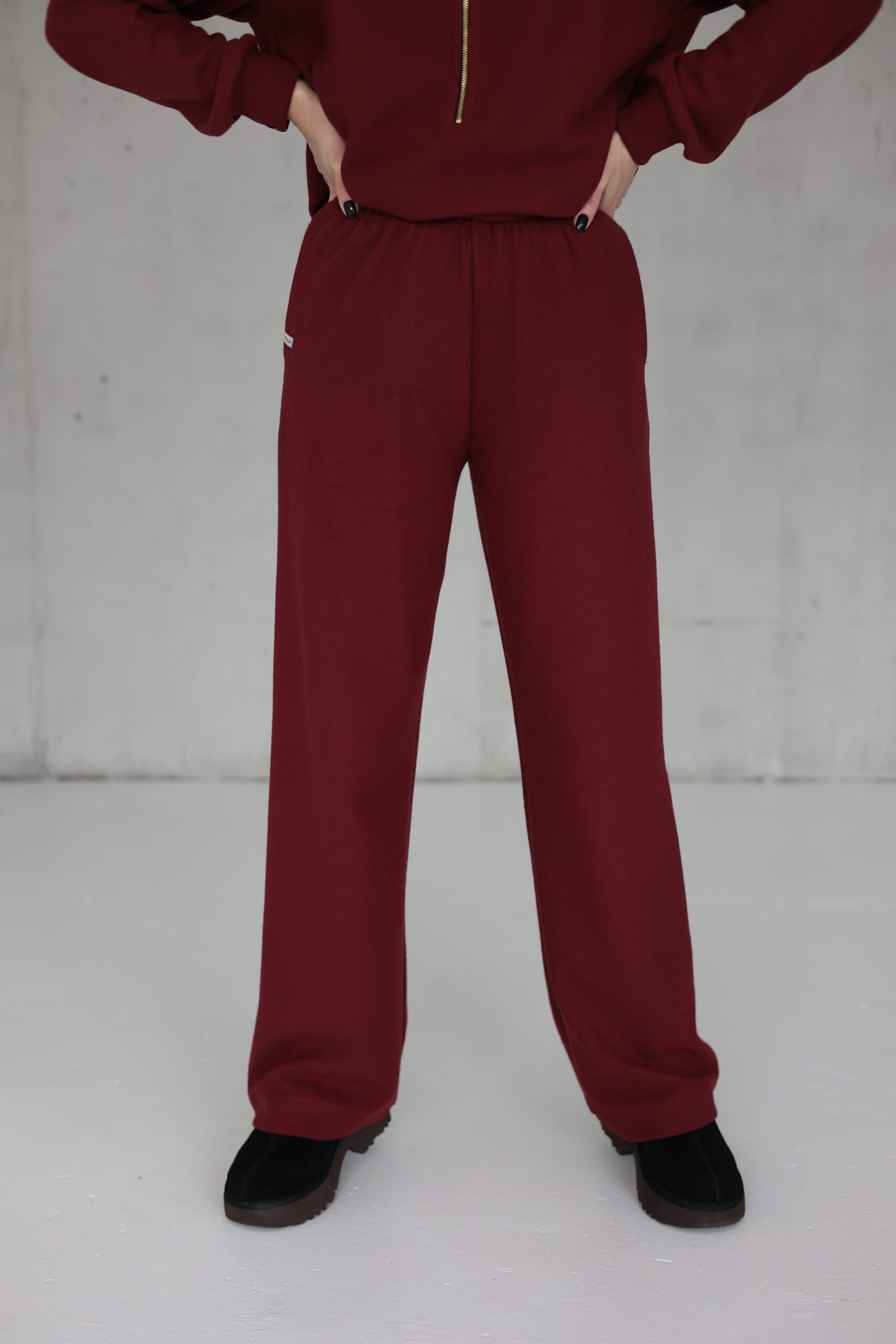 PEACH EFFECT. Moteriškos BORDO kelnės - Image 3