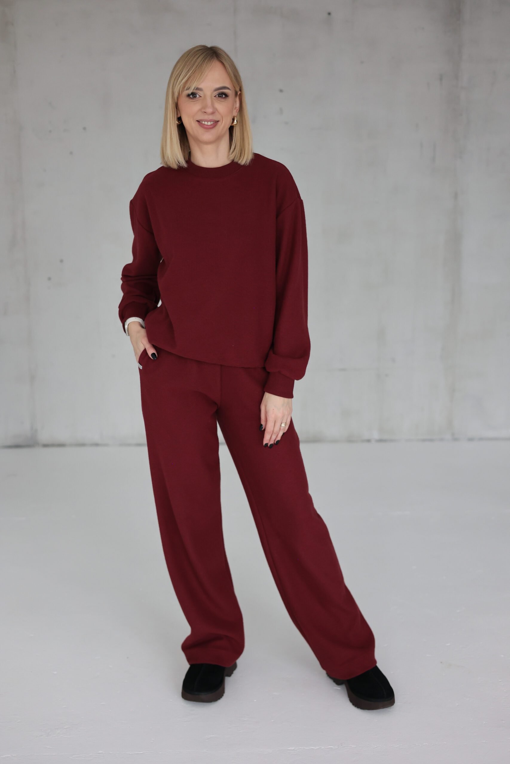 PEACH EFFECT. Moteriškos BORDO kelnės - Image 5