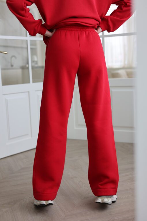 Alternative view of Moteriškos RAUDONOS tiesaus kirpimo kelnės
