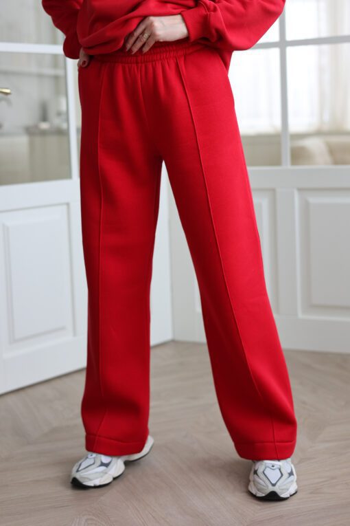 Moteriškos RAUDONOS tiesaus kirpimo kelnės