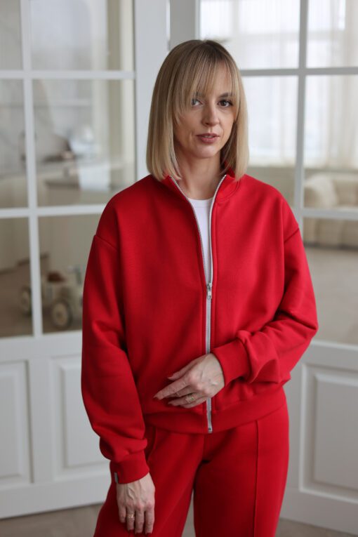 Alternative view of Moteriškas RAUDONAS džemperis ZIP