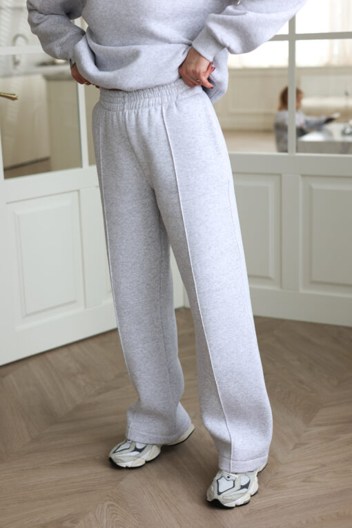 Moteriškos MELANŽINĖS PILKOS tiesaus kirpimo kelnės